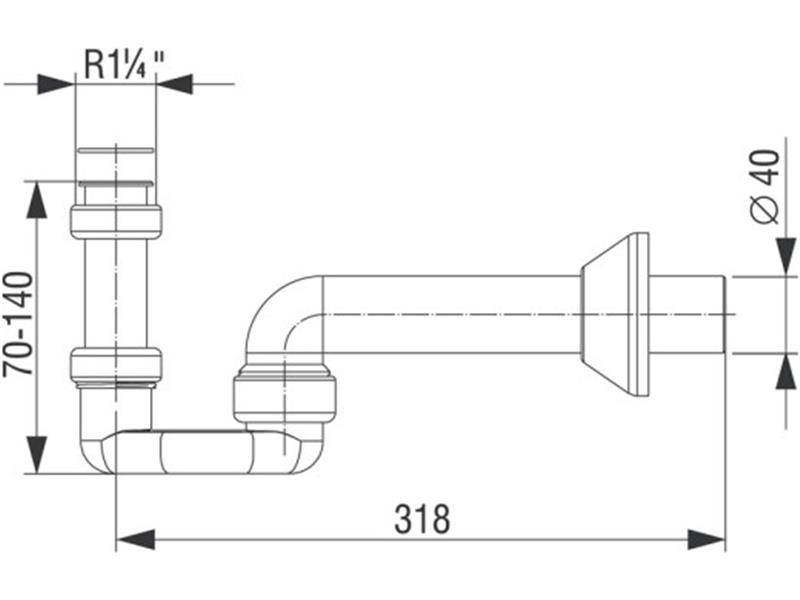 Sifon za bide brez izl. ventila - iztok ø 40 mm