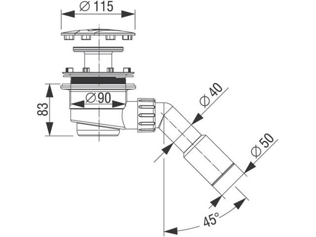 Sifon za tuš-kad z rešetko ø 115 mm