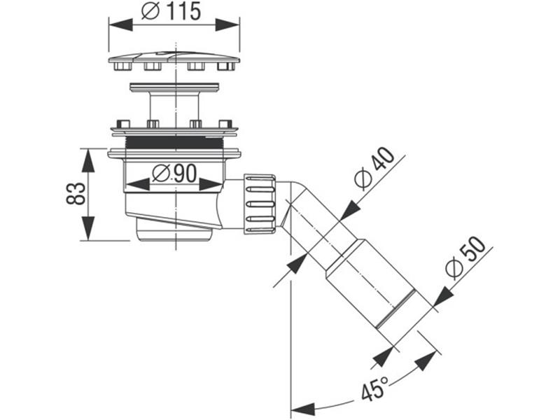 Sifon za tuš-kad z rešetko ø 115 mm