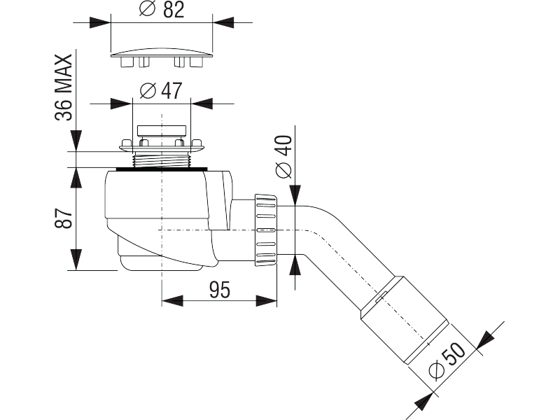 Sifon za tuš-kad Ø 82 mm
