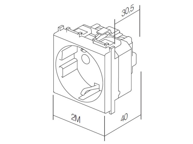 VTIČNICA SCHUKO +KS 2P+E 16A 250V - 2M