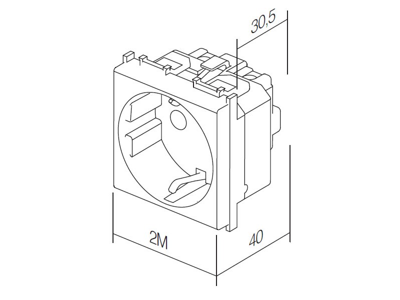 VTIČNICA SCHUKO +KS 2P+E 16A 250V - 2M